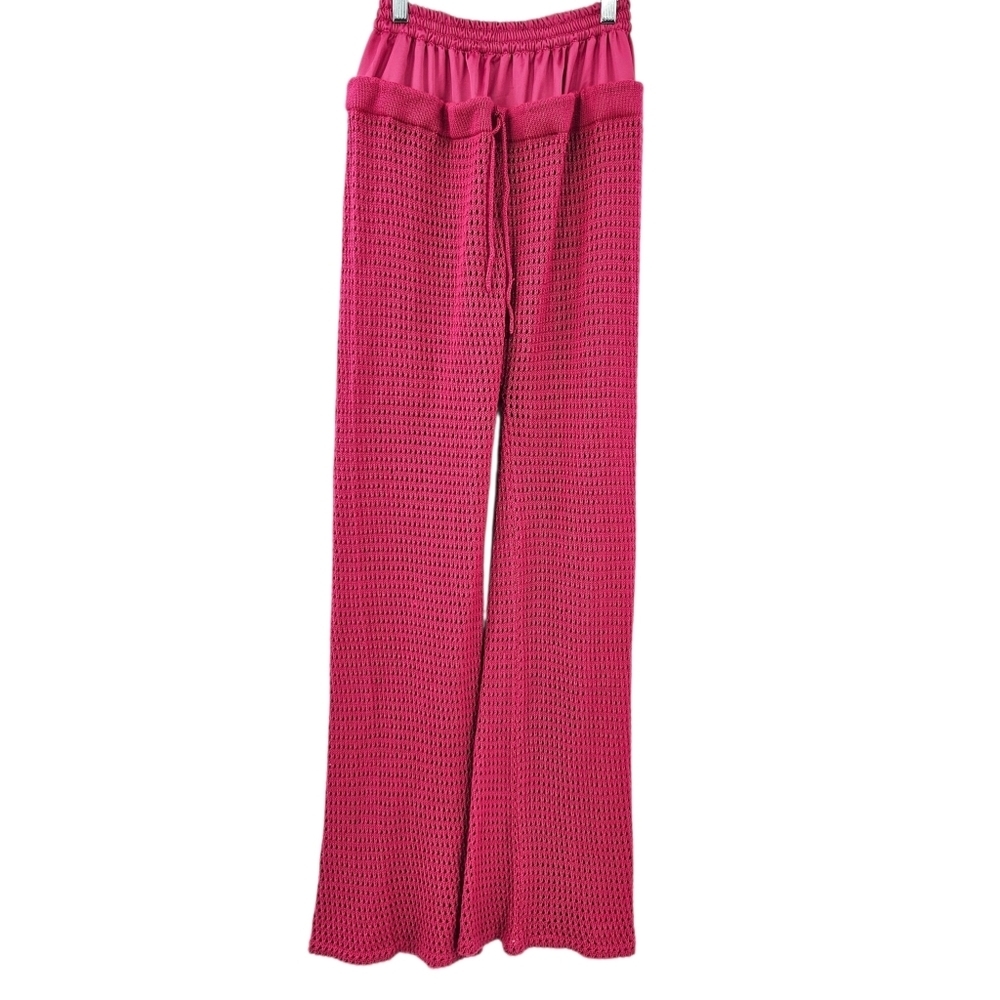Saudade De Voce Wide Leg Knit Pant Hot Pink Women's Size M Summer Beach Vacation